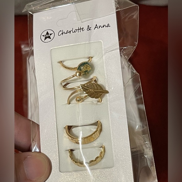 Rings 5 Set Gold Adjustable Rings Charlotte & Anna - Picture 4 of 5